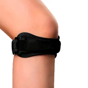 Banda rotuliana de soporte para rodilla que ayuda a mejorar la estabilidad y comodidad durante el ejercicio.