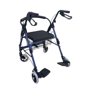 Rollator reforzado SM con estructura resistente y ruedas para apoyo en la movilidad de personas con movilidad reducida.