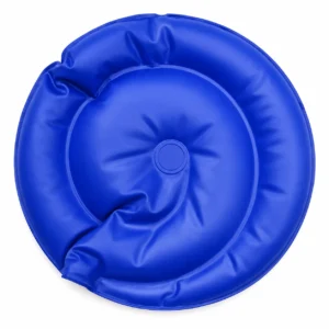 Cojín antiescaras circular Medigel para aliviar la presión y prevenir úlceras por presión al sentarse.